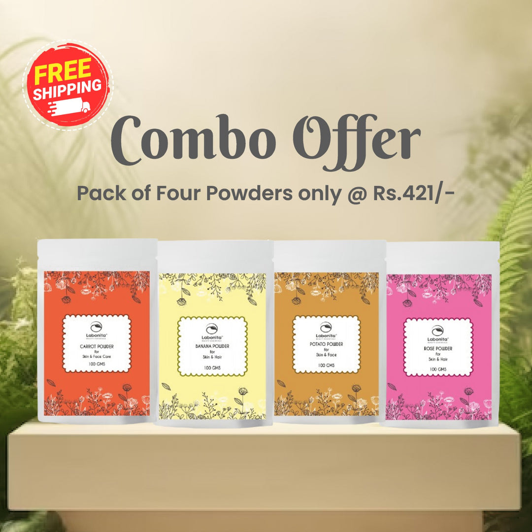 Combo Pack of Carrot, Banana, Potato & Rose Powder