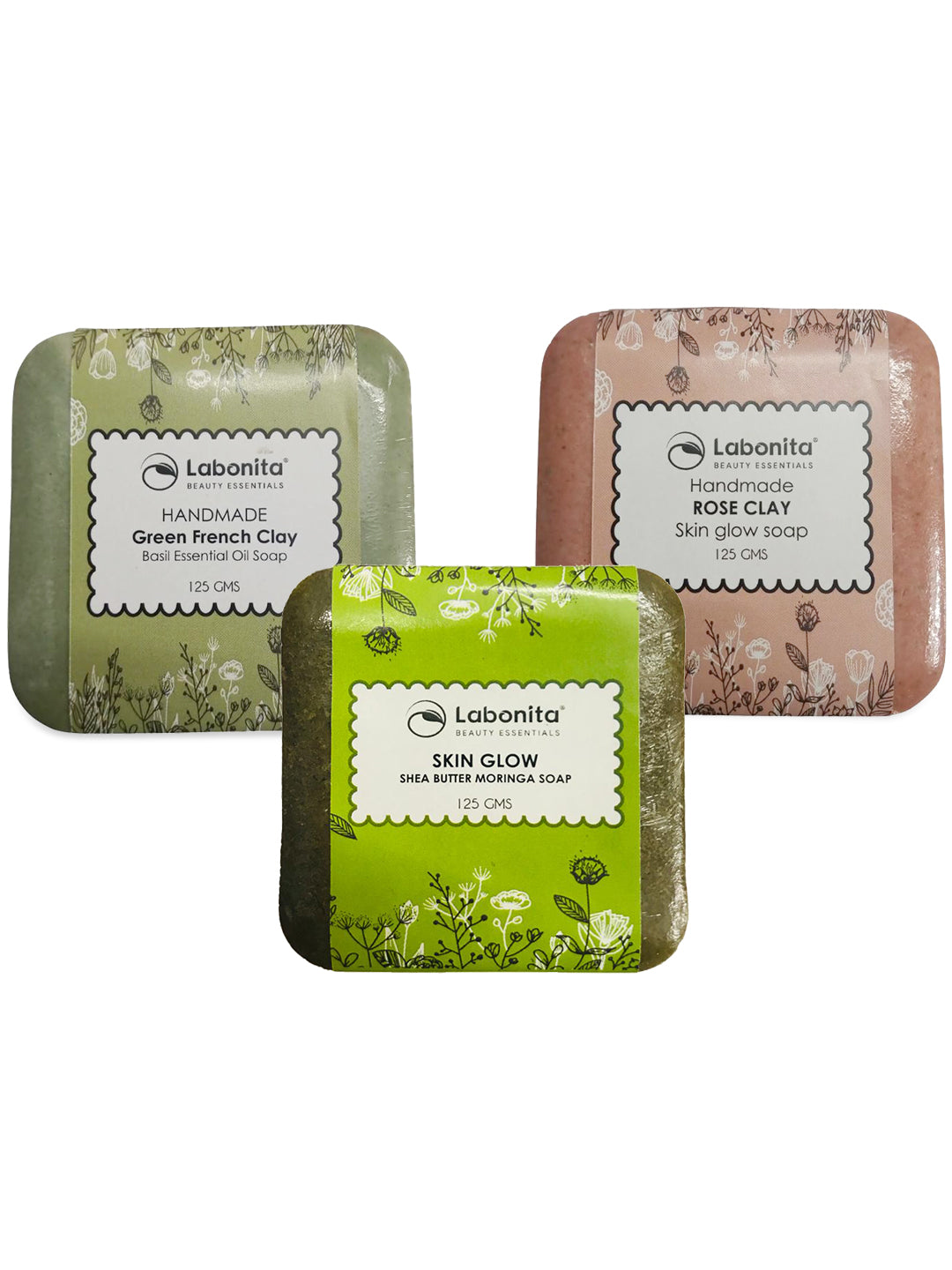Dry Skin & Deep Moisturizing Soap Combo Pack of Green French, Rose clay, Shea Butter Moringa Soap