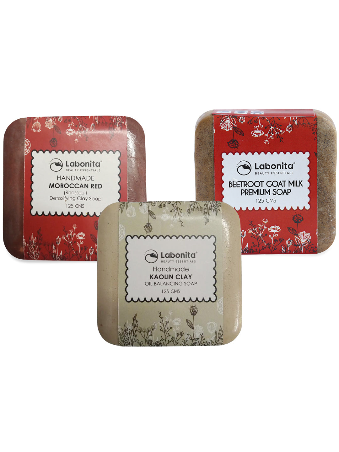 Blemishes Pigmentation Oily to Combination Soap Combo Pack of Moroccan Red Clay, Beetroot Goat Milk, Kaolin Clay Soap