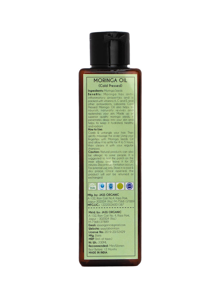 Cold Pressed Moringa Oil For Anti-pollution & Hydrating