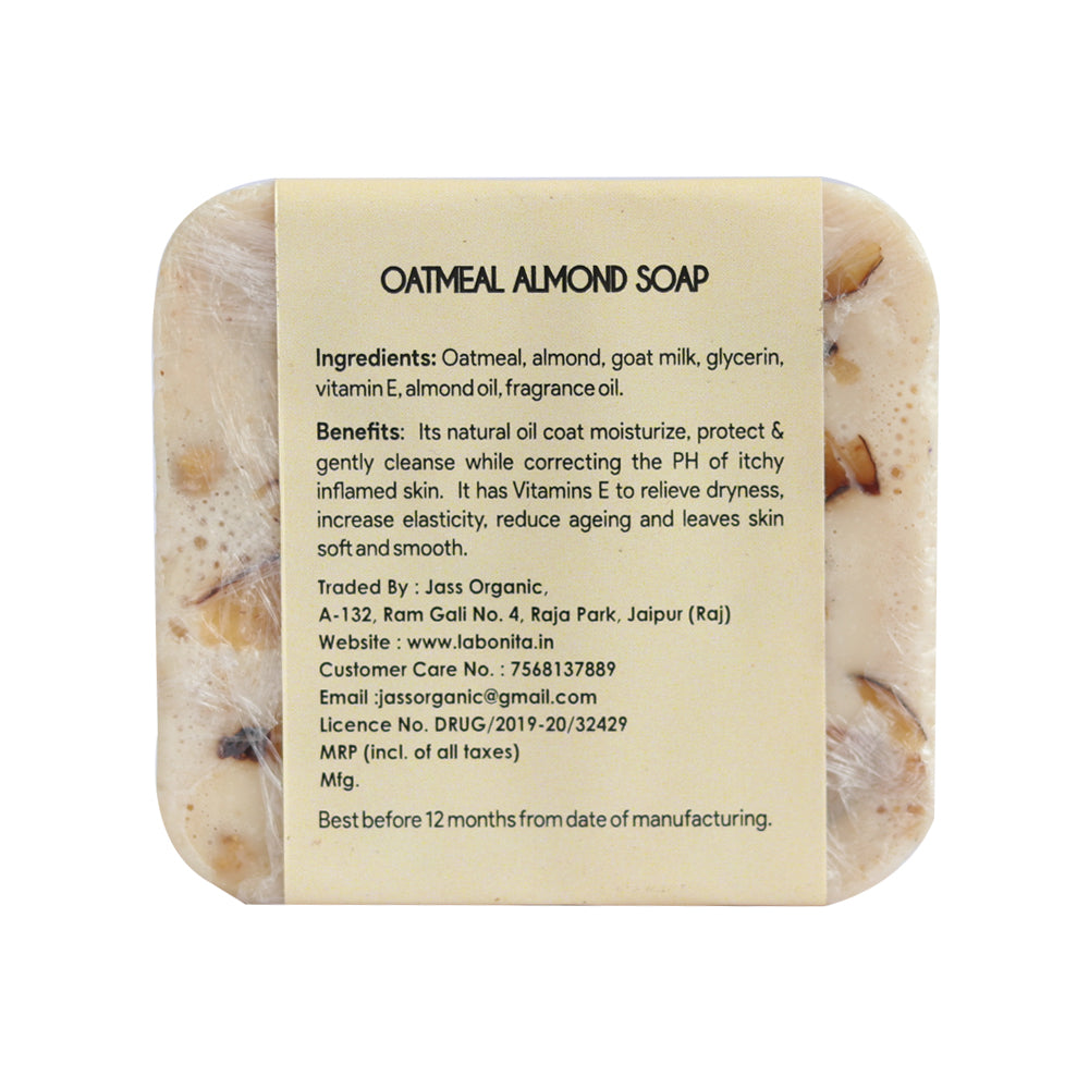 Oatmeal Almond Soap For Sensitive & Dry skin or soothing cleansing Bar (Face&Body)